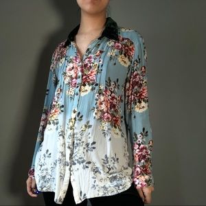 Aratta Teal Ombré Floral Blouse